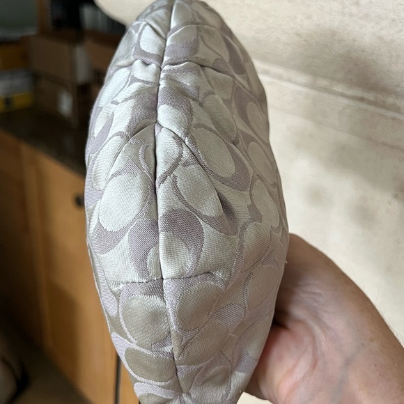 Coach Signature Satin Crossbody Purse Bag Lilac/Lilac Silver Half Moon Shaped - Picture 7 of 12